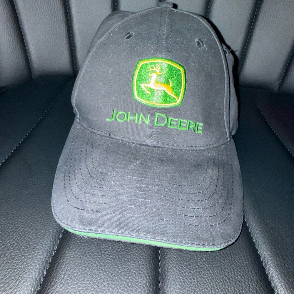 John Deere Black Cap with Green and Yellow Logo